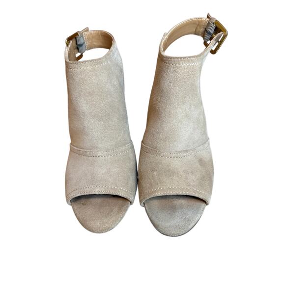 Nine West Open Toe Sling Back Wedge Ankle Booties Tan 6.5 - Picture 3 of 6